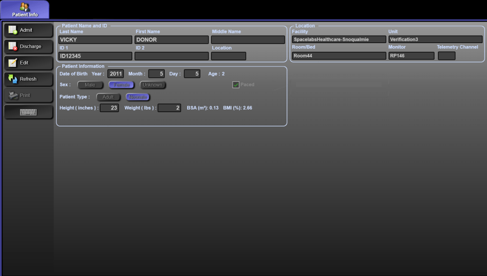 Patient Data snapshot